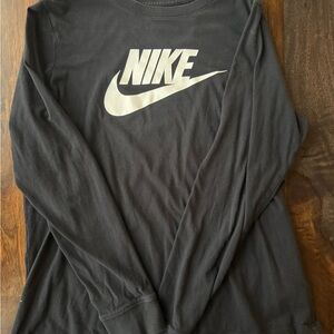 Nike Black Long Sleeve Tee with Silver Logo
